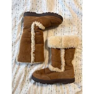 UGG Sundance II Revival Tall Boots Chestnut Suede Foldable Women’s Size 7